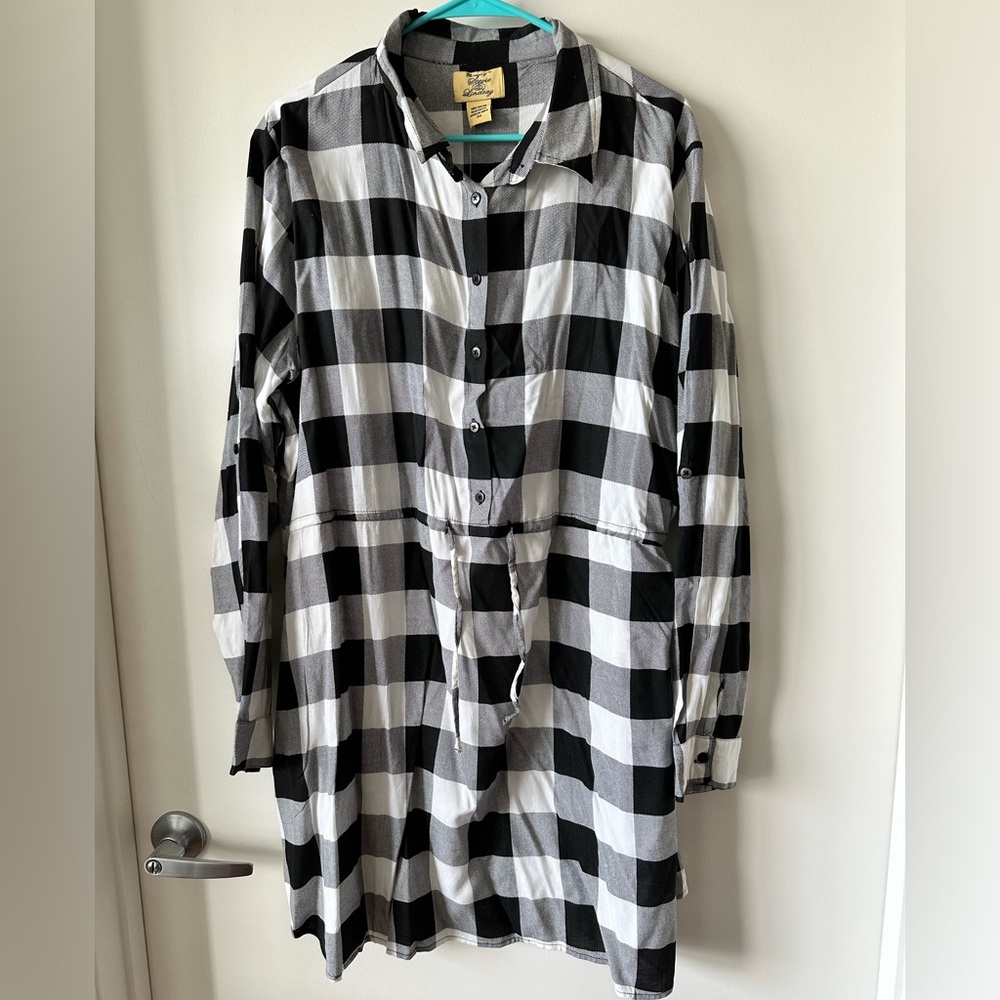 Stevie & Lindsay Black Buffalo Plaid Tunic Dress